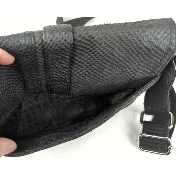 L.A.M.B By Gwen Stefani Black Leather Snake Print Crossbody Bag Voodoo Sash Saks - Picture 10 of 13